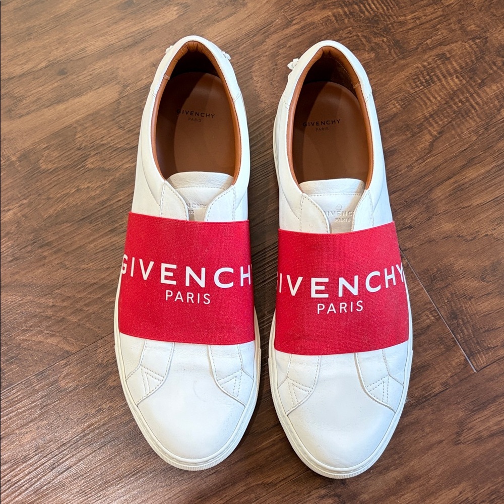 Givenchy Red and White Leather Slip-Ons